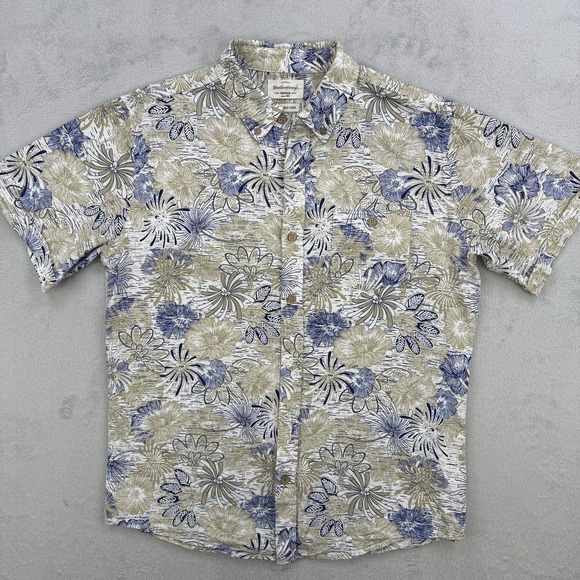 Weatherproof Other - Weatherproof Vintage Button Up Shirt Mens Large White Floral Linen Blend Beach